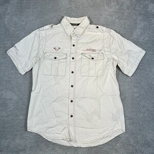 VTG Harley Davidson Mens Button Up Shirt Short Sleeve White Size M